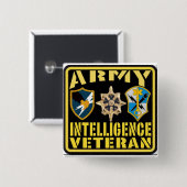 Badge Carré 5 Cm Vétéran d'intelligence d'armée (Devant & derrière)