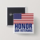 Badge Carré 5 Cm Veterans Day Button - USA Flag (Devant & derrière)