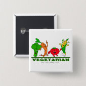 Badge Carré 5 Cm viande mauvais, légume bon Végétarien (Devant & derrière)