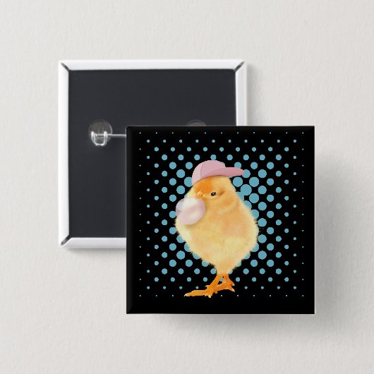 Badge Carré 5 Cm Vibes rétro mignonnes poubelles Bubblegum noir (Devant & derrière)