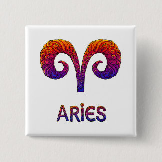 Badge Carré 5 Cm Vibrant Colorful Aries Zodiac Square Button/Magnet