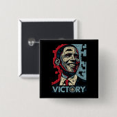 Badge Carré 5 Cm Victoire d'Obama (Devant & derrière)