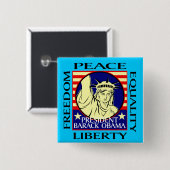 BADGE CARRÉ 5 CM VICTOIRES D'OBAMA ! (Devant & derrière)