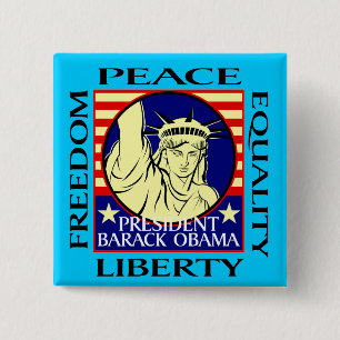 BADGE CARRÉ 5 CM VICTOIRES D'OBAMA !
