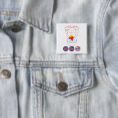 Badge Carré 5 Cm Vider Le Clown Orange Thunder_Cove (En situation)