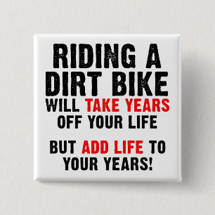 Badge Carré 5 Cm Vie de moto cross à vos années Motocross Bouton Ép