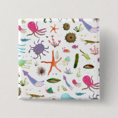 Badge Carré 5 Cm Vie marine colorée (Devant)