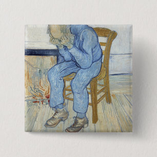 Badge Carré 5 Cm Vieil homme de Vincent van Gogh dans la peine