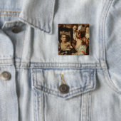 Badge Carré 5 Cm Vieille coquette (En situation)