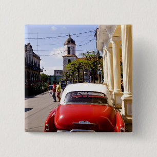 Badge Carré 5 Cm Vieille voiture américaine classique à Guanabacoa