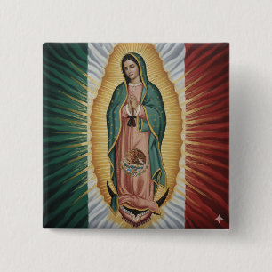 Badge Carré 5 Cm Vierge de Guadalupe - Mexique