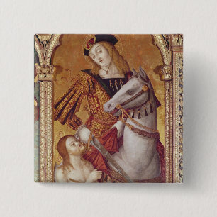 Badge Carré 5 Cm Vierge et enfant avec des solides solubles.