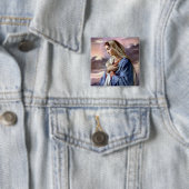 Badge Carré 5 Cm Vierge Marie béni - mère de Dieu (En situation)