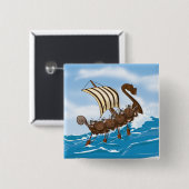 Badge Carré 5 Cm Viking Ship (Devant & derrière)