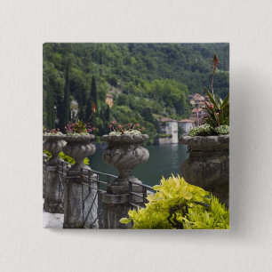 Badge Carré 5 Cm Villa Monastero, jardins et bord du lac, Varenna,