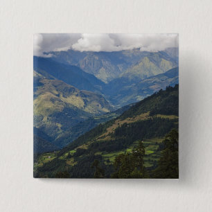 Badge Carré 5 Cm Village agricole de l'Himalaya