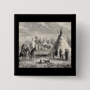 Badge Carré 5 Cm Village de Sioux, circa 1876
