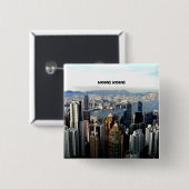 Badge Carré 5 Cm Ville de Hong Kong (Devant & derrière)