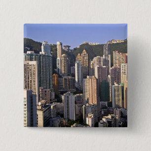 Badge Carré 5 Cm Ville de Hong Kong, Chine