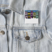 Badge Carré 5 Cm Ville de Noël ~ Boutons (En situation)