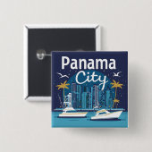 Badge Carré 5 Cm Ville de Panama (Devant & derrière)