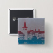 Badge Carré 5 Cm Ville d'or de Prague (Devant & derrière)