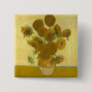 Badge Carré 5 Cm Vincent Van Gogh 15 Tournesols Peinture
