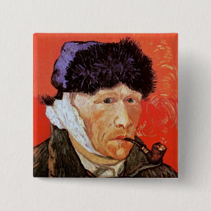 Badge Carré 5 Cm Vincent Van Gogh - Autoportrait avec l'oreille ban