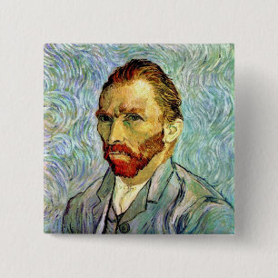 Badge Carré 5 Cm Vincent Van Gogh - Autoportrait vert Beaux-Arts