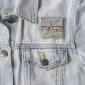 Badge Carré 5 Cm Vincent van Gogh - Branche d'amandes en verre (En situation)