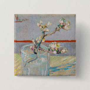 Badge Carré 5 Cm Vincent van Gogh - Branche d'amandier dans un verr