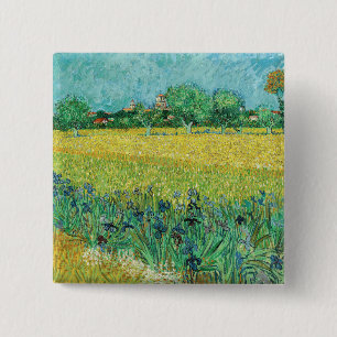 Badge Carré 5 Cm Vincent van Gogh - Champ aux iris près d'Arles