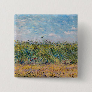 Badge Carré 5 Cm Vincent van Gogh - Champ de blé avec une alouette