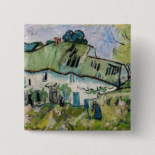 Badge Carré 5 Cm Vincent van Gogh - Ferme avec deux personnages