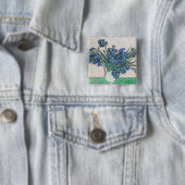 Badge Carré 5 Cm Vincent van Gogh - Irises (En situation)
