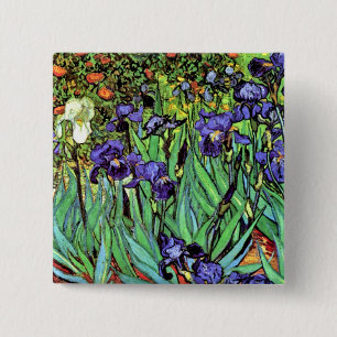 Badge Carré 5 Cm Vincent Van Gogh - Irises - Art de l'amour des fle