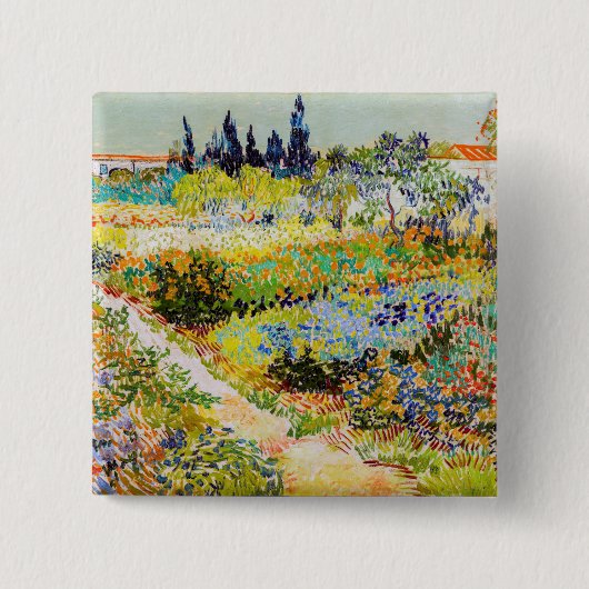 Badge Carré 5 Cm Vincent van Gogh - Jardin à Arles (Devant)