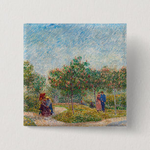 Badge Carré 5 Cm Vincent van Gogh - Jardin à Montmarte avec amoureu