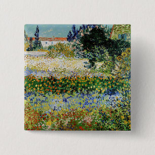 Badge Carré 5 Cm Vincent van Gogh - Jardin en fleurs