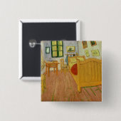 Badge Carré 5 Cm Vincent van Gogh | la chambre à coucher, 1888 (Devant & derrière)