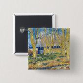 Badge Carré 5 Cm Vincent van Gogh - Le Train Bleu (Devant & derrière)