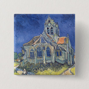 Badge Carré 5 Cm Vincent van Gogh l'église à l'Auvers-sur-Oise