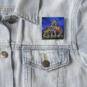 Badge Carré 5 Cm Vincent Van Gogh - L'église d'Auvers (En situation)