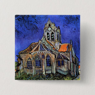 Badge Carré 5 Cm Vincent Van Gogh - L'église d'Auvers