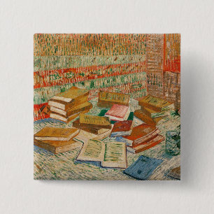 Badge Carré 5 Cm Vincent van Gogh   les livres jaunes, 1887