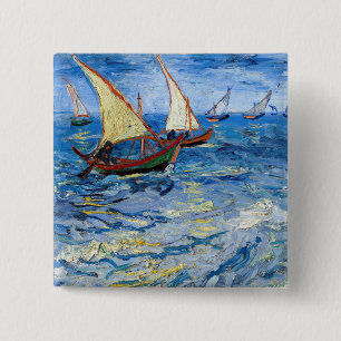 Badge Carré 5 Cm Vincent van Gogh - Marine près de Saintes-Maries