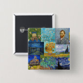 Badge Carré 5 Cm Vincent Van Gogh - Masterpieces Patchwork (Devant & derrière)