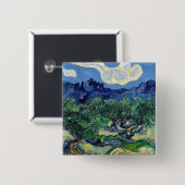 Badge Carré 5 Cm Vincent van Gogh - Oliviers aux Alpilles (Devant & derrière)