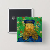 Badge Carré 5 Cm Vincent Van Gogh - Postman Joseph Roulin (Devant & derrière)