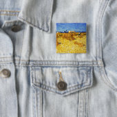 Badge Carré 5 Cm Vincent van Gogh - Récolte en Provence (En situation)